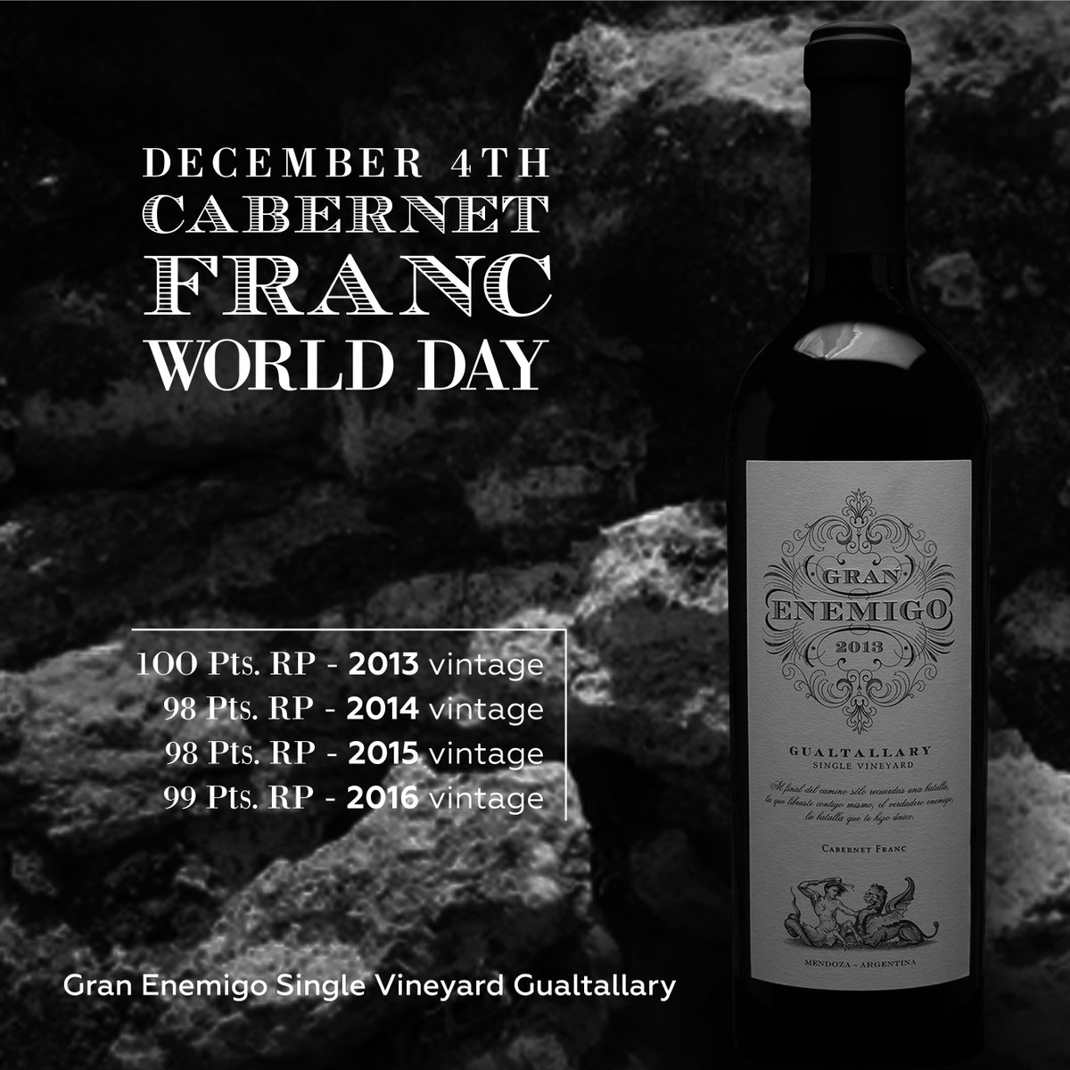 ¡Un día como pocos! El 4 de Diciembre celebramos el Día Mundial del Cabernet Franc🍷