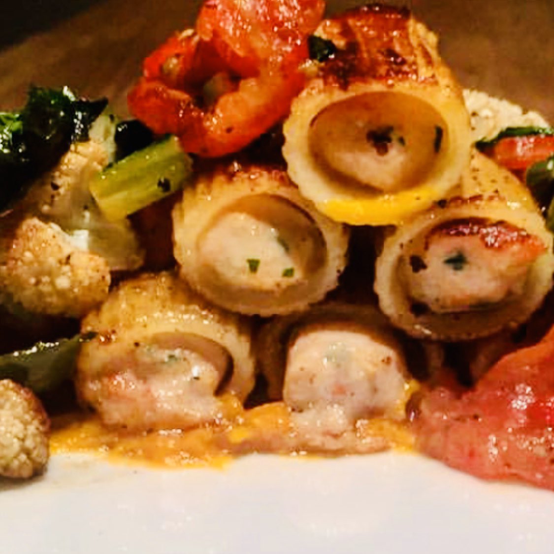 #ShrimpStuffedRigatoni #HeirloomTomatoes #SwissChard #CastelvetranoOlives #SmokedCauliflower #RedCurrySquash #EatPGH #TrueCooks #FullOfFlavor 👨‍🍳🍝 🍤 🧀 🍅👌👌👌👌