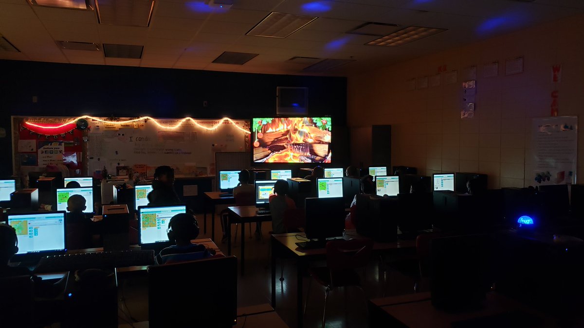 jwest8378's tweet photo. Coding by an open YouTube fire & getting ready for Hour of Code! #favoritetimeofyear #HourOfCode @JEFCOEDTech @JEFCOED @FultondaleElem @codeorg #fesstudentscode https://t.co/sd5Cp1P163