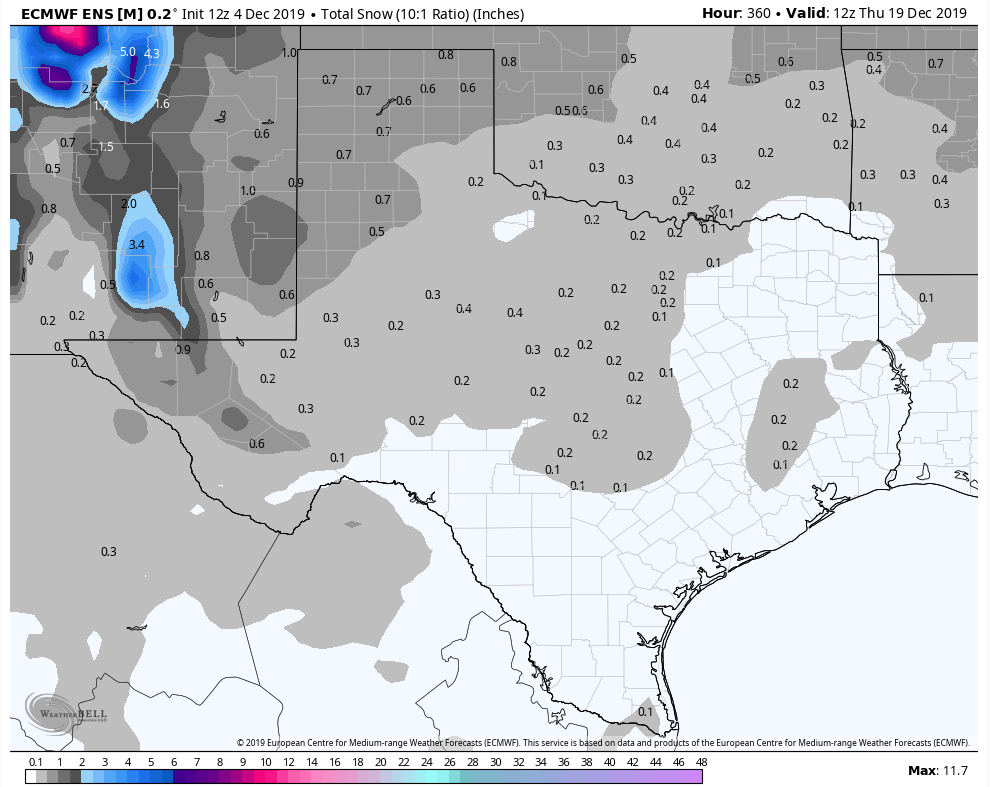 wfaaweather's tweet photo. Snow! 
Well...according to the Euro...the weekend of Dec 14! (Don't get your hopes up)
Still waiting on the final word for a White Christmas!! 
Do you want a White Christmas?!? https://t.co/VQpouxX5xo