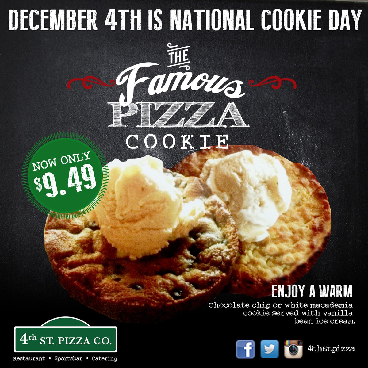 National Cookie Day

Come try our Famous Pizza Cookie!