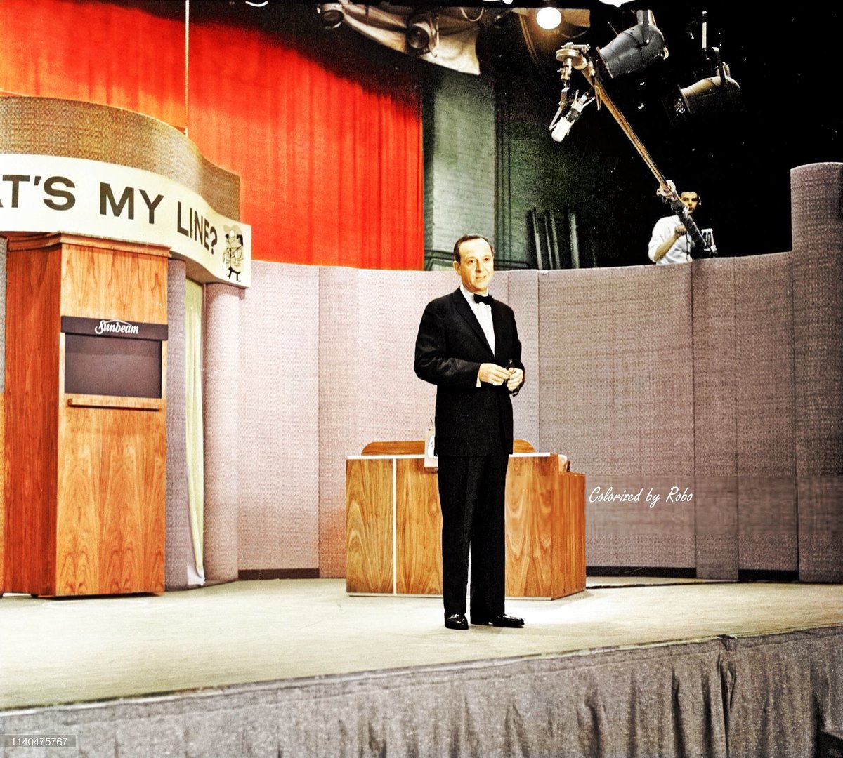 badcolorization's tweet image. John Daly in the set of “What’s My Line?” (May 24, 1959).