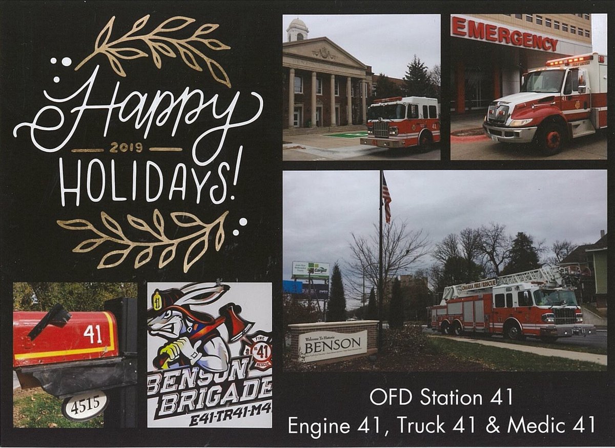 OmahaFireDept's tweet image. Check out Station 41's holiday card! Thank you to FF Rue for sending this one in. #happyholidays #holidaycard