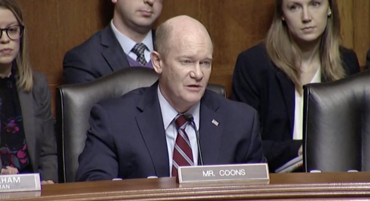 Senator Chris Coons speaks during the Senate Judiciary Committee hearing on judicial nominees.