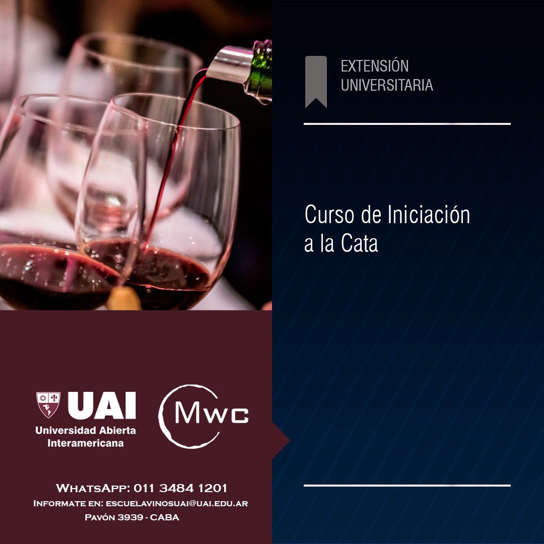 malbecwinesMWC's tweet photo. 🍷Ya están abiertas las inscripciones para los diferentes cursos y diplomaturas de la extensión universitaria de @UAInow y @malbecwinesMWC 
.
✏️Para consultas e inscripciones: escuelavinosuai@uai.edu.ar o por WhatsApp al 011-3484-1201 https://t.co/DsYq97edGA