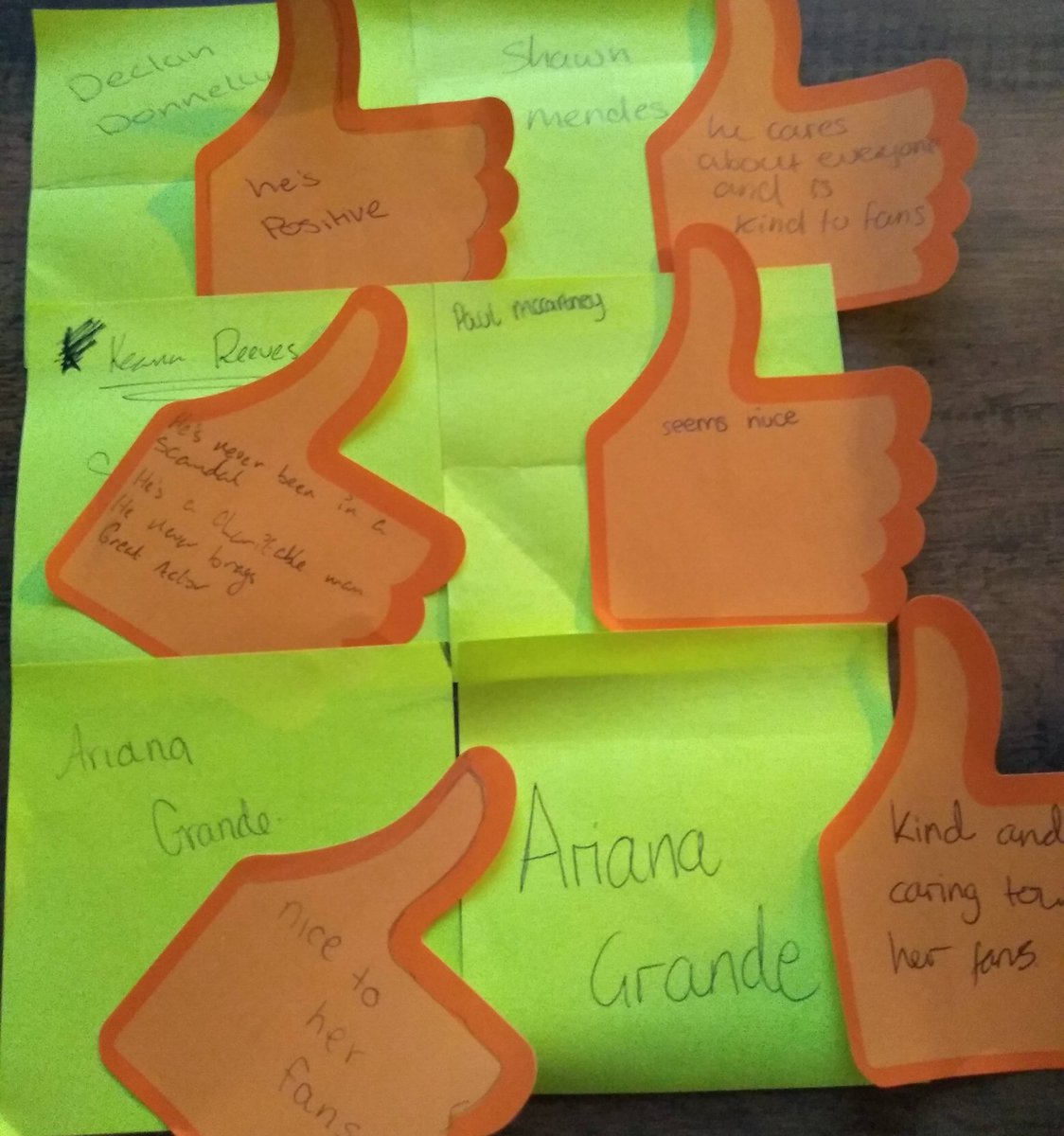 SarahDwork's tweet photo. Day 3 of @YourLifeSkills workshops on Online Reputation with S3 pupils @HillparkSec today. Great selection of celebs that pupils consider to have a good reputation - @ShawnMendes @PaulMcCartney @ArianaGrande #DeclanDonnelly #KeanuReeves.  @DYWGlasgow https://t.co/5KTo4dqYl0