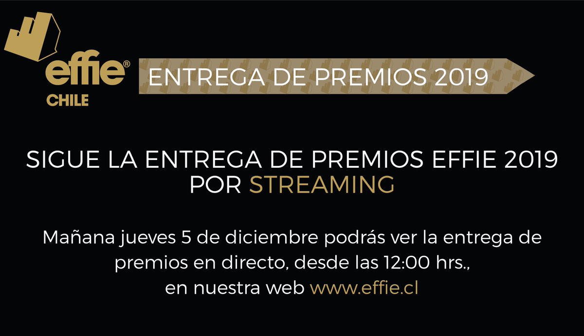 Mañana podrán seguir la entrega de premios por streaming desde las 12:00 hrs. en nuestra web effie.cl !!!