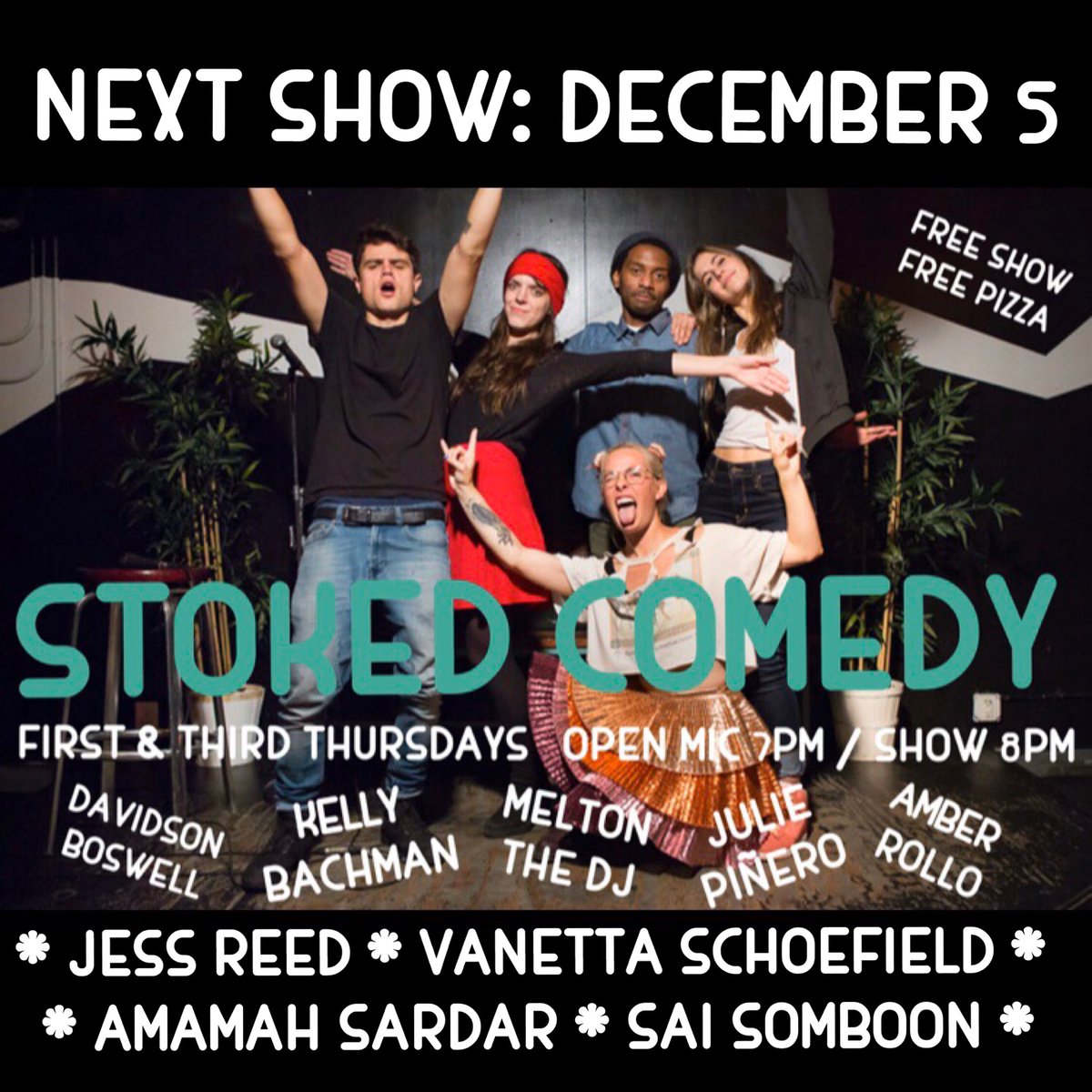 Hot show for you tomorrow (Thurs 12/5) hosted by <a href="/ambercrollo/">amber rollo</a> <a href="/bellykachman/">Kelly Bachman</a> &amp; @DavidsonBoswell w/ @jesuzreed @AmamahSardar @SaiSmbn Vanetta Schoefield

MIC @ 7 SHOW @ 8

RSVP with this link bit.ly/stoked120519 💖♥️💖

📸s By <a href="/jtcanshoot/">JT Anderson</a> &amp; @doubleyouJenni