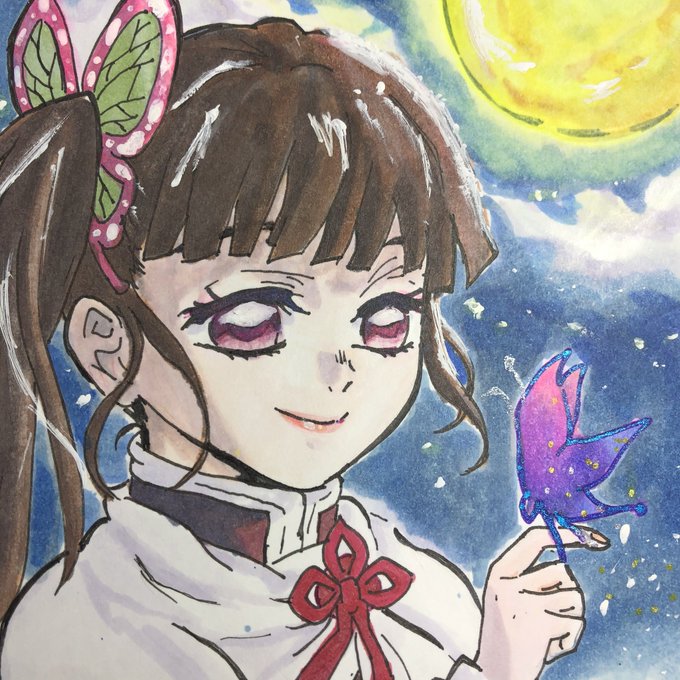すー🪐さんがTwitterに投稿した栗花落カナヲ(鬼滅の刃)のイラスト。