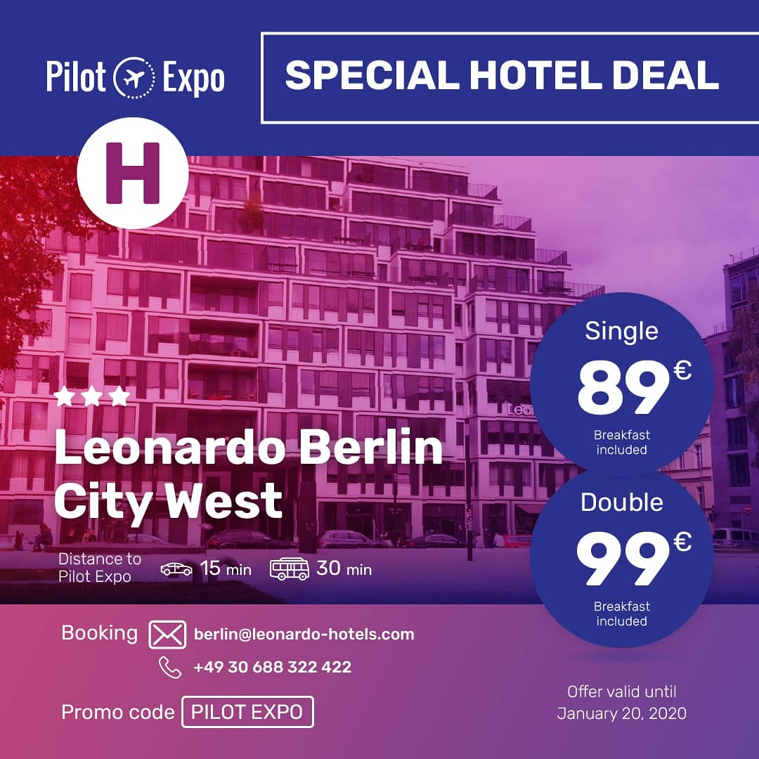 pilot_expo's tweet photo. We have something special for you! Get the best deal and save money on your stay in Berlin during Pilot Expo time! Use promo code to book rooms in two comfortable and cosy hotels.
See you in the Europe's largest Flight Crew Gathering! ✈️
#pilotexpow2020 #Berlin #AirlinersParty https://t.co/WJwJ0Um8Ve