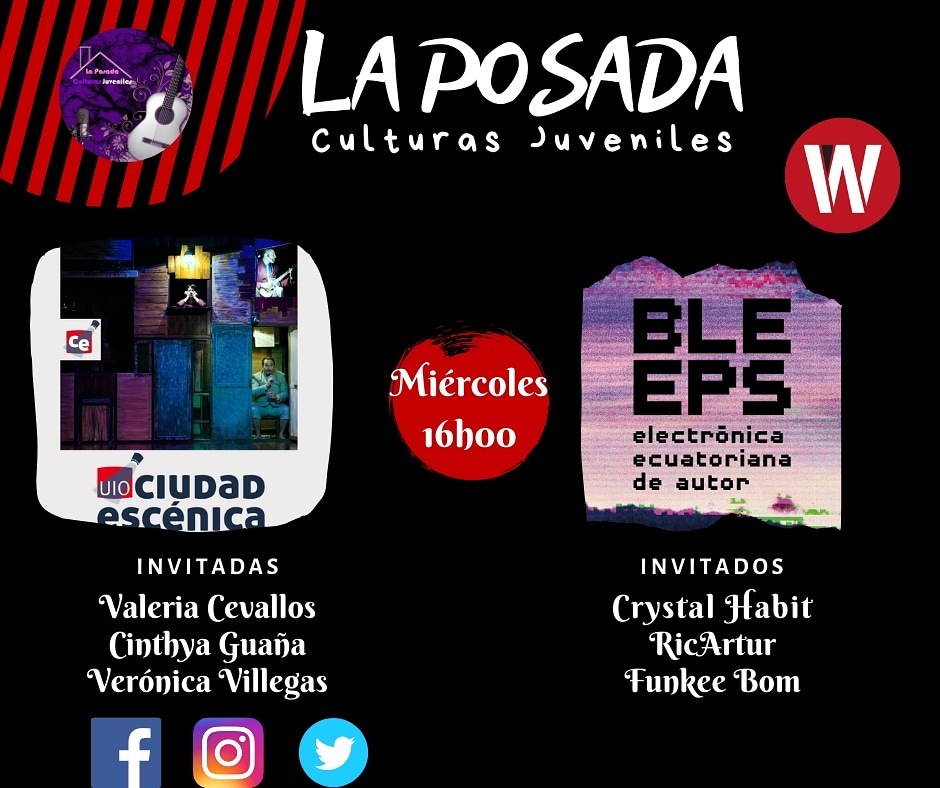 Hoy en cabina:

@ciudadescenica
#Bleeps

Nos escuchamos a partir de las 16h00 por @wambraEc