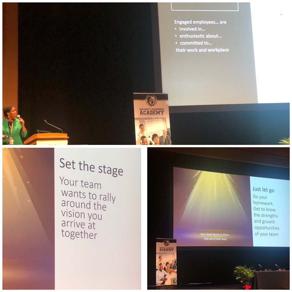 SMartinez1276's tweet photo. Featured speaker at @sdpbcDLA Debra-Anne Singleton who leads the @PBStateCollege professional growth opportunities Shared the idea, “Your team wants to shine...get out of their way!” Remember that workplace leadership impacts employee engagement. #sdpbcdla https://t.co/5V5P670yuI