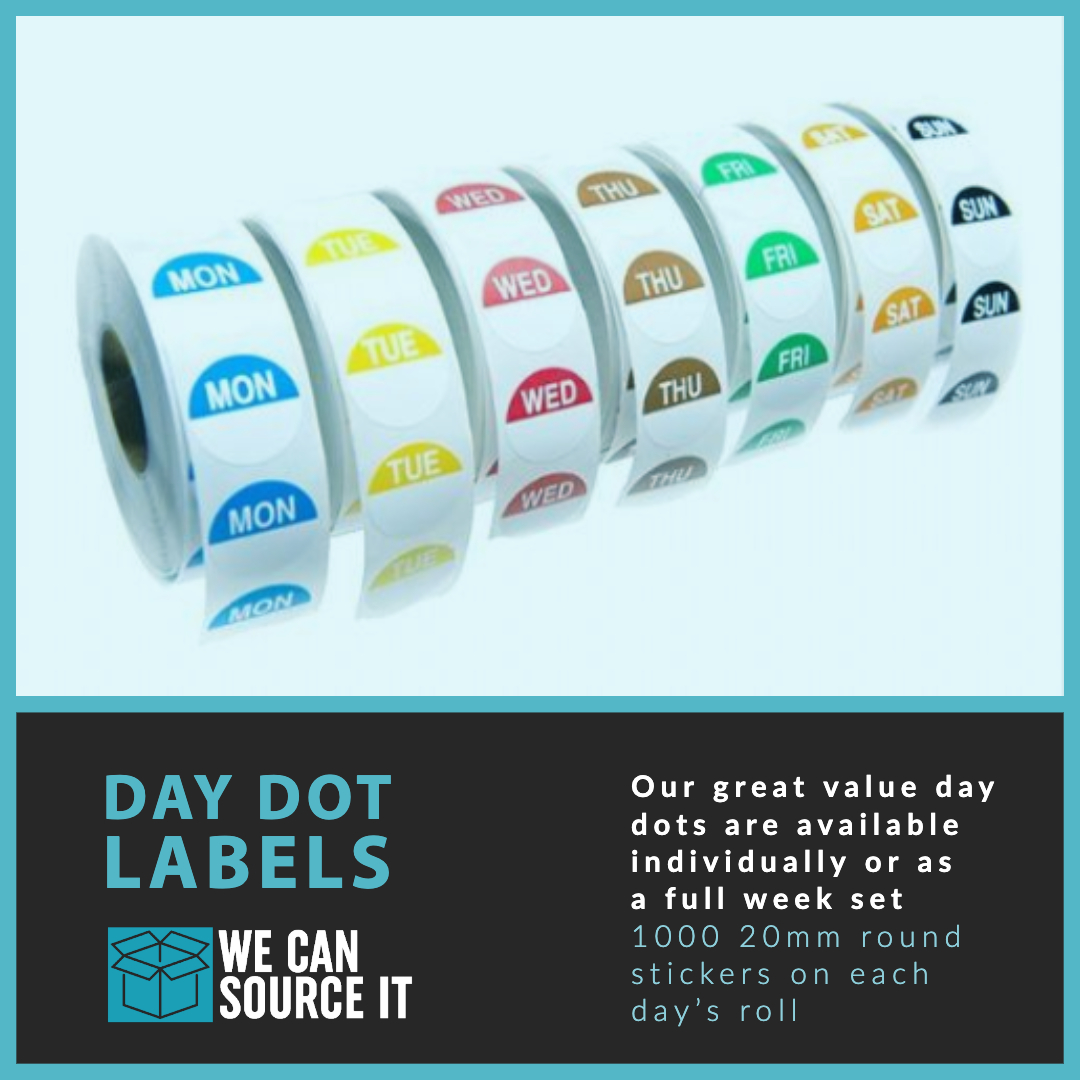 Wecansourceit's tweet image. Our Day Dot Labels come at a price that is hard to beat. 

Available from our website ow.ly/gfPq50xrMKp