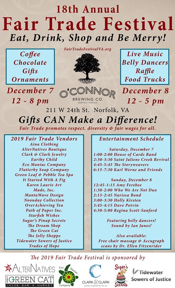 ainaclothing's tweet photo. You can find @ainaclothing at the @FairTradeFestVA this weekend at @OConnorBrewing in Norfolk, VA. Stop by, shop knowing you're making a difference, and enjoy live music and a pint. #fairtrade #ethical #ecofriendly #SmallBiz #organic https://t.co/GV4gqIBeo0