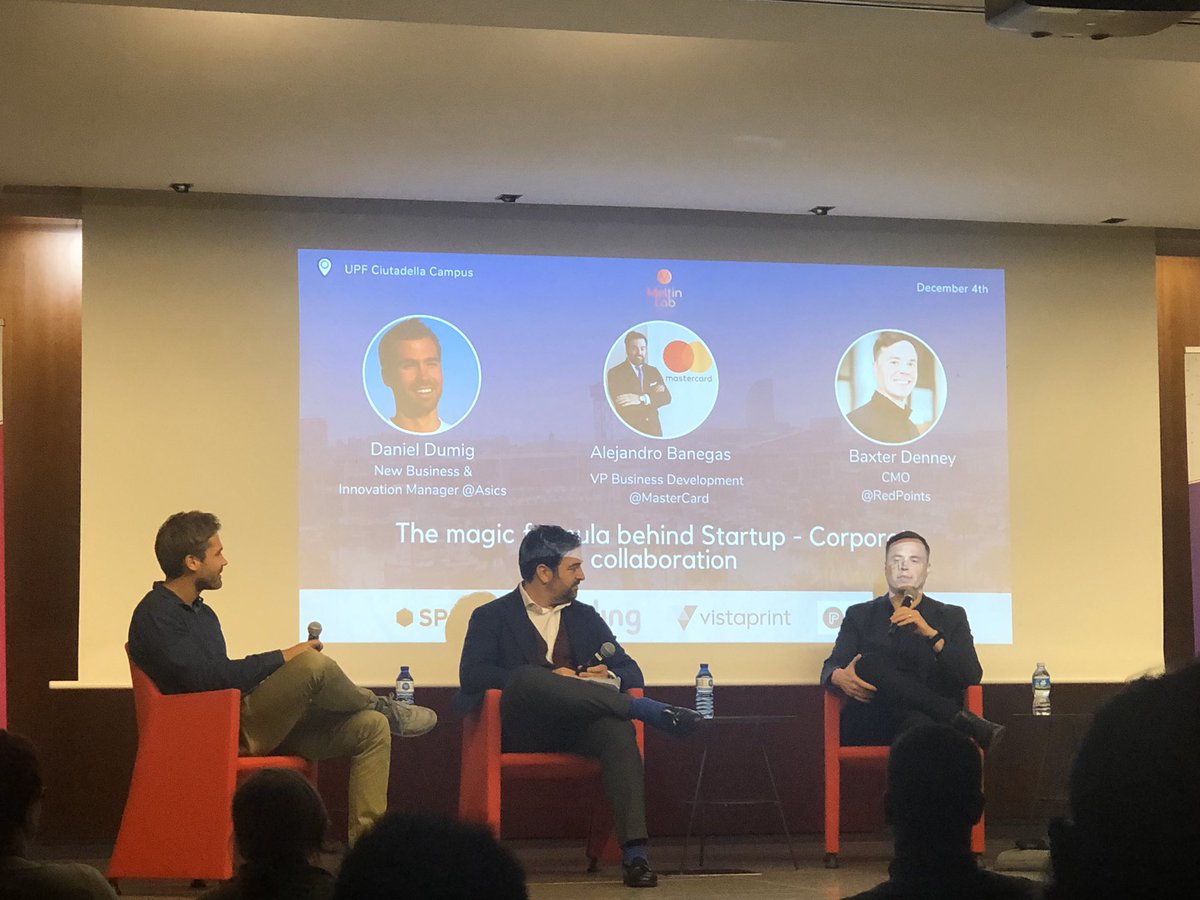 Panel: La receta mágica 🥘 entre #Startups y Corporates. Modera el chef Daniel Dümig 👨‍🍳 de <a href="/ASICSspain/">ASICS España</a> y participan MasterCard y <a href="/redpoints/">Red Points</a>. #MeltinLab10 <a href="/MeltinlabBCN/">meltinlab_barcelona</a>