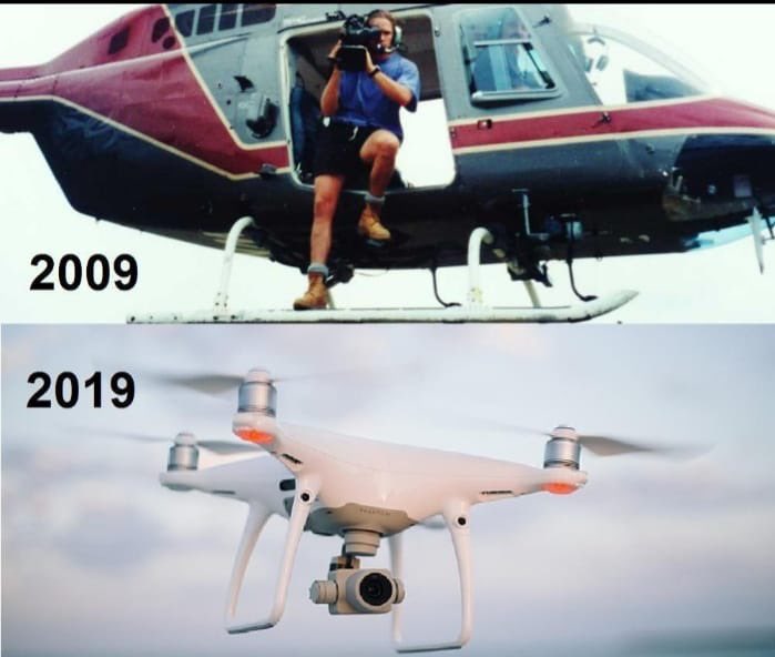 mohitjo's tweet photo. In just 10 yrs both the cameraman and the pilot have lost their jobs..this is life #UpgradeYourself #KeepUpWithTimes #KeepReinventingYourself #ChangeWithTimes https://t.co/pQjH9vFF6W