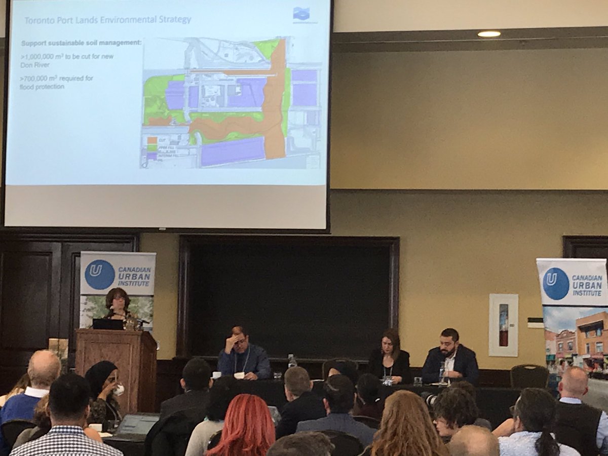 ReNewCanada's tweet photo. The next session @CANURB #2019ESS provides case studies showing the benefits of planning early for excess soils management. Meggen Janes from @WaterfrontTO opens the session by discussing the Port Lands project. https://t.co/xsm2HNzSdb