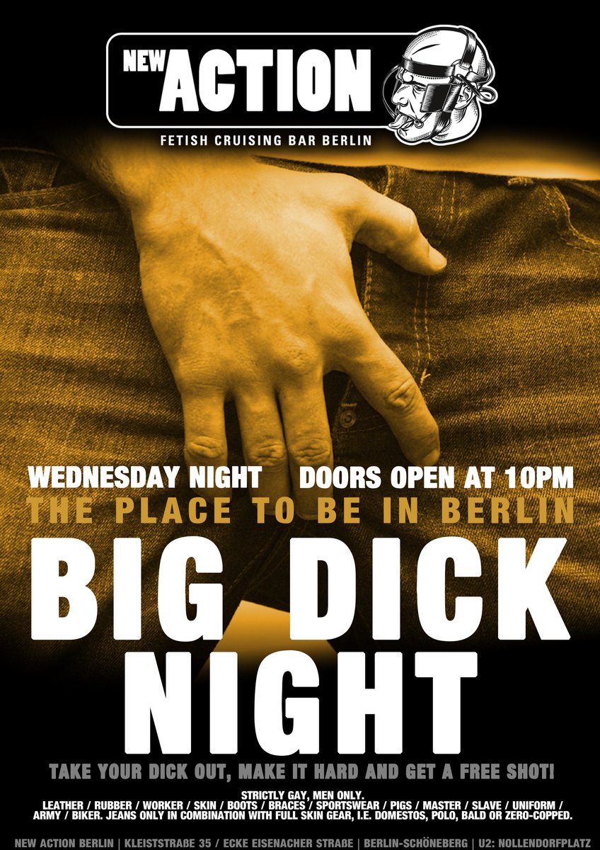 newactionberlin's tweet photo. Open House Night without dresscode and attitude. Join in and have fun. Regular New Action Bar Night. Doors open at 10pm-open end #berlin #hunks #blackweekend #scruff #bears #jocks #sexinleather #gayleather #gayskins #scruffmen #furry #sex #daddy #musclebear https://t.co/VVbS6VMDHj