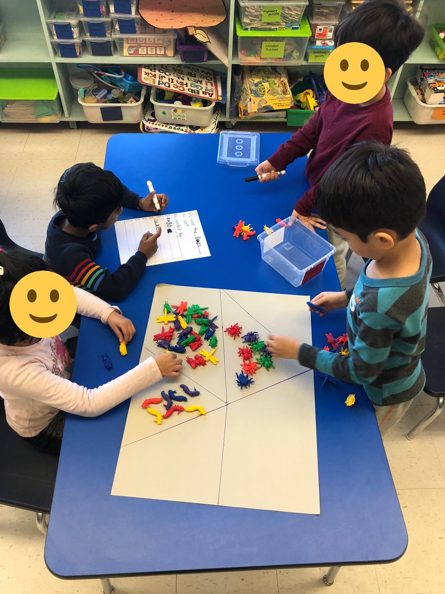NiluDoctor's tweet photo. To end our #sorting unit we decided to group the SKs and see all the different ways they could sort the items given. They all worked so well together and came up with new ideas by discussing and collaborating! #room103 #teamwork #sortinginkindergarten #mathinkindergarten https://t.co/jw42IyJnzi
