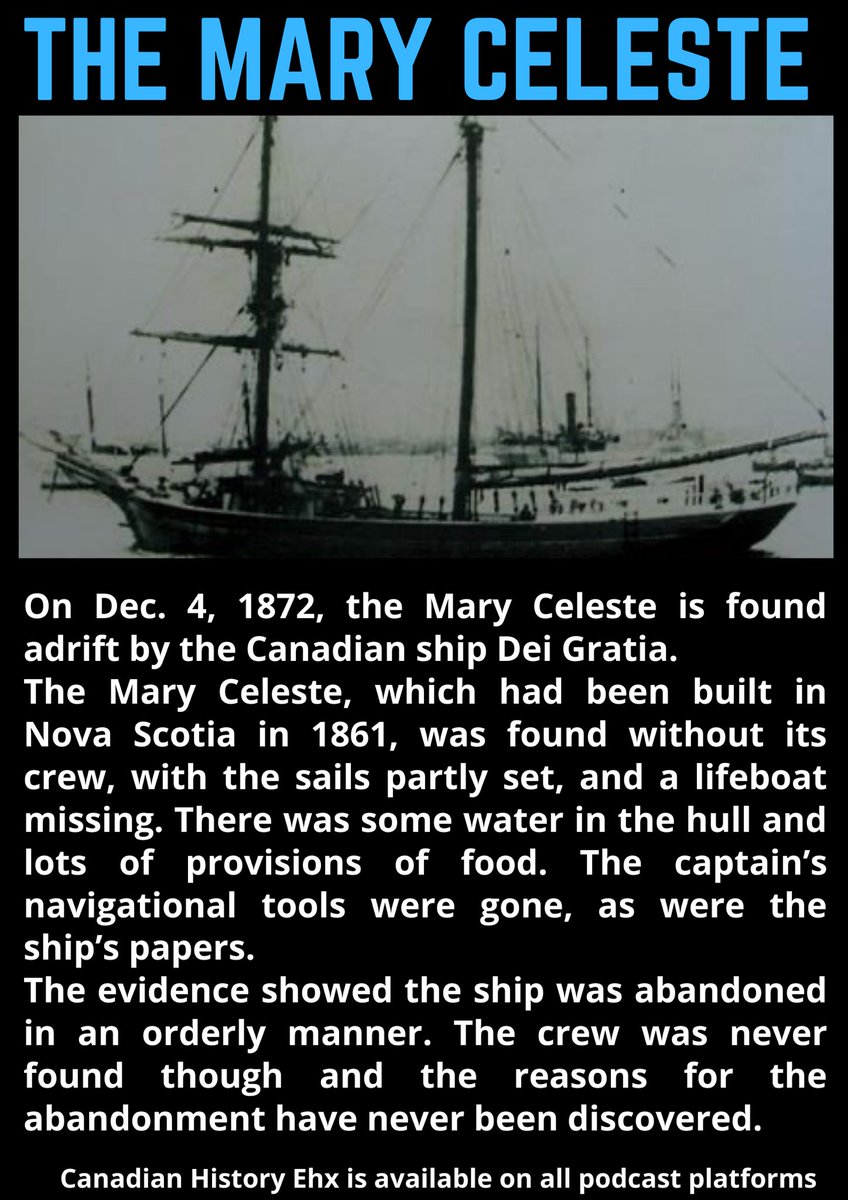 CraigBaird's tweet photo. Most people don’t realize that not only was the world’s most famous ghost ship made in Canada, but it was discovered adrift by a Canadian ship on this day, 145 years ago.
#ghostship #history #shipwreck #maryceleste #canada #shipping #seahistory #ocean #Shipbuilding https://t.co/L0dsKyXPTV