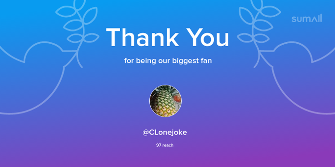 Our biggest fans this week: CLonejoke. Thank you! via https://t.co/sktZzotJvI https://t.co/KSi3LniHD