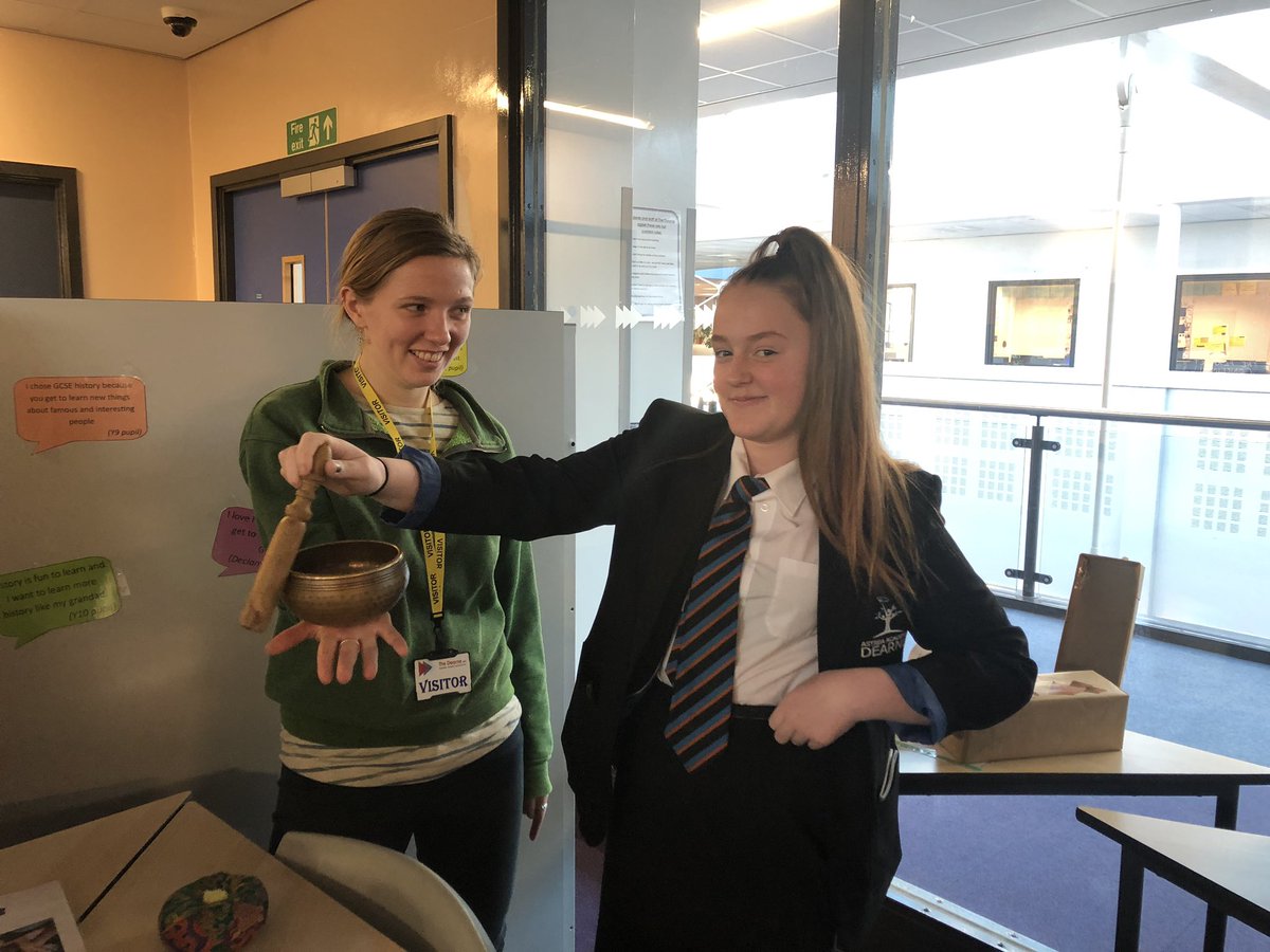 RachelPollard's tweet photo. Fantastic afternoon for Yr 9 RE students meeting Buddhists from Sheffield Buddhist Centre. Students asked lots of thoughtful questions and participated brilliantly in a stilling exercise. #teamdearne https://t.co/zNzX0Hxdns