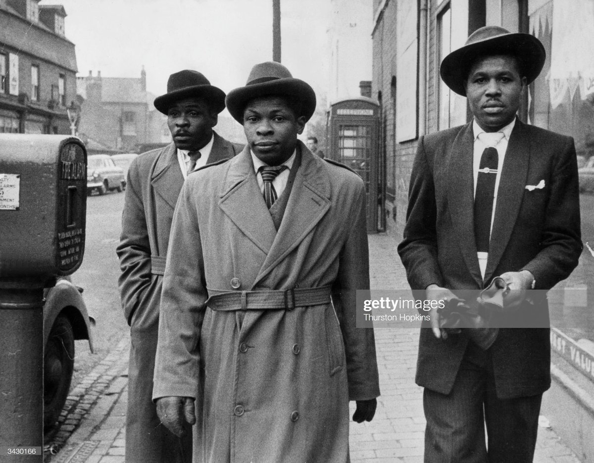 The epitome of cool..Three Jamaican gents walking the streets of Birmingham, 22nd January 1955.Photo by Thurston Hopkins