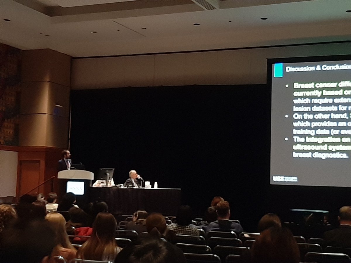 fahuber's tweet photo. Big talk by #ZURT and @Unispital_USZ colleague Dr Sanabria at #RSNA19, showing superiority of Speed-of-Sound images vs. B-mode US in DL systems of breast lesion characterization. https://t.co/MgrhXsb6jw