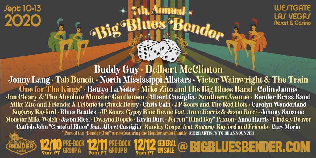 📣 We’re excited to announce we’ll be performing at the 2020 Big Blues Bender! Gather your crew and join us in Vegas for this one of a kind amazing event! 
⏰ General On Sale begins 12/12, 9am PT. 
Find the perfect package at: bigbluesbender.com
<a href="/BigBluesBender/">Big Blues Bender</a> <a href="/BluesBrat/">BratGirlmedia</a>