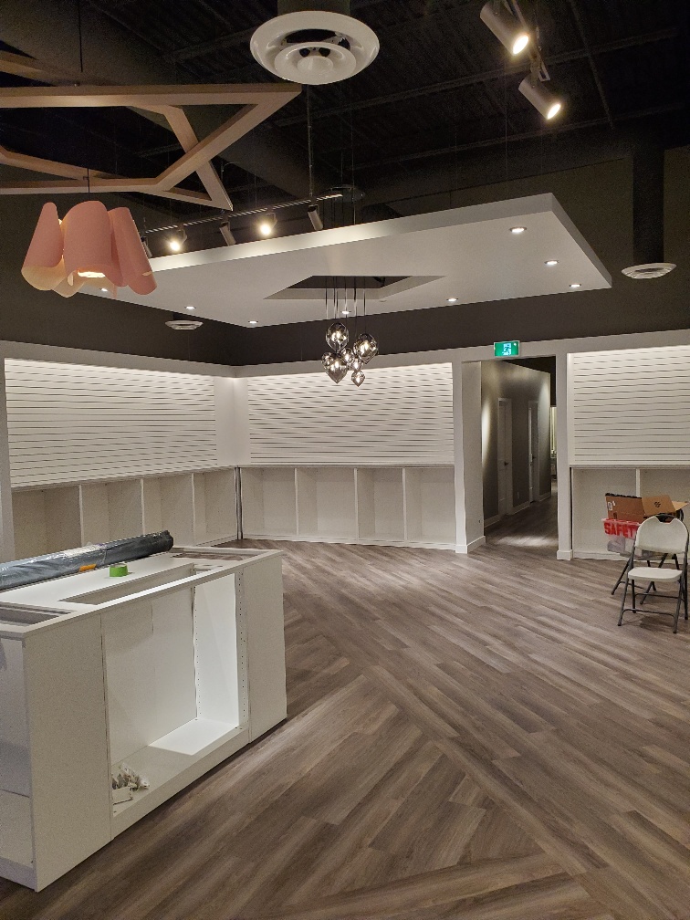 Completed the drywall and ceilings for a new lingerie boutique in Sherwood Park.
