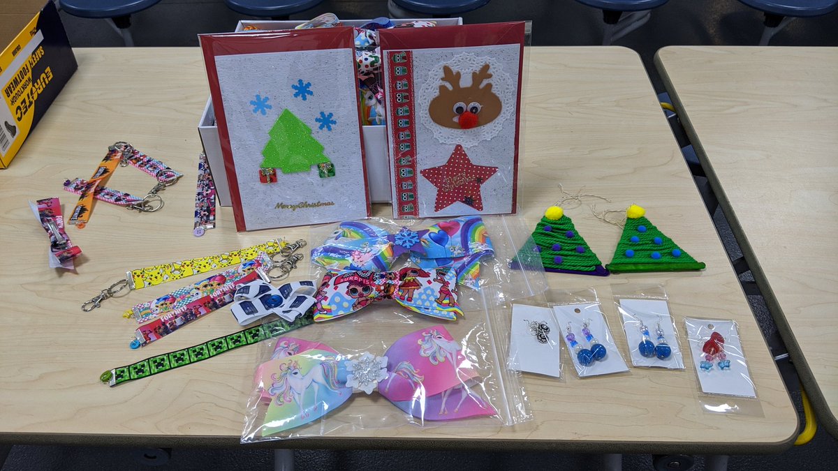 GHIL_ExtSchools's tweet photo. Just a small selection of our wares that will be on sale at the Christmas fayre. All made by our wonderful children with the help of our happy elf Miss Huntley! Come see us in the North Hall! https://t.co/YdMsxlbQ7c