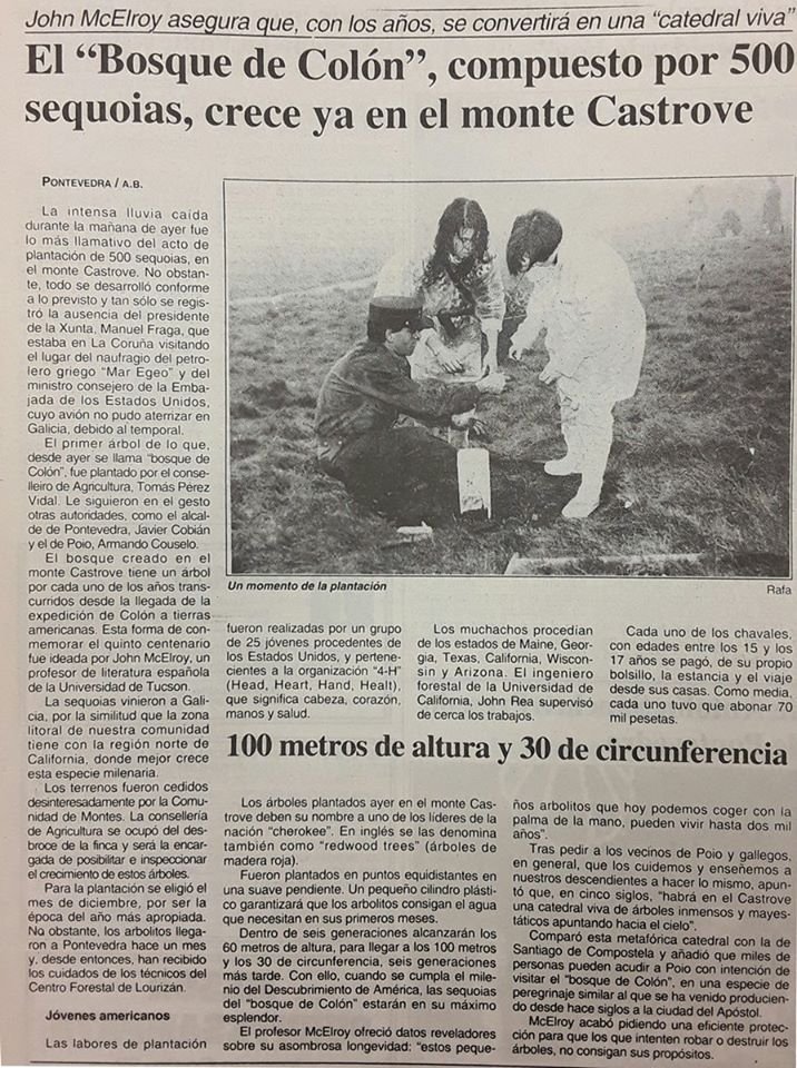 bosquedecolon's tweet photo. Gracias a instituciones y particulares, a la CMVMC de San Xoán, a miles de visitantes, a los vecinos de Poio y a todos los españoles y americanos que hicieron posible la creación y desarrollo del Bosque de Colón y para quienes crece este legado de 500 secuoyas para la eternidad! https://t.co/fJ52mJpr27