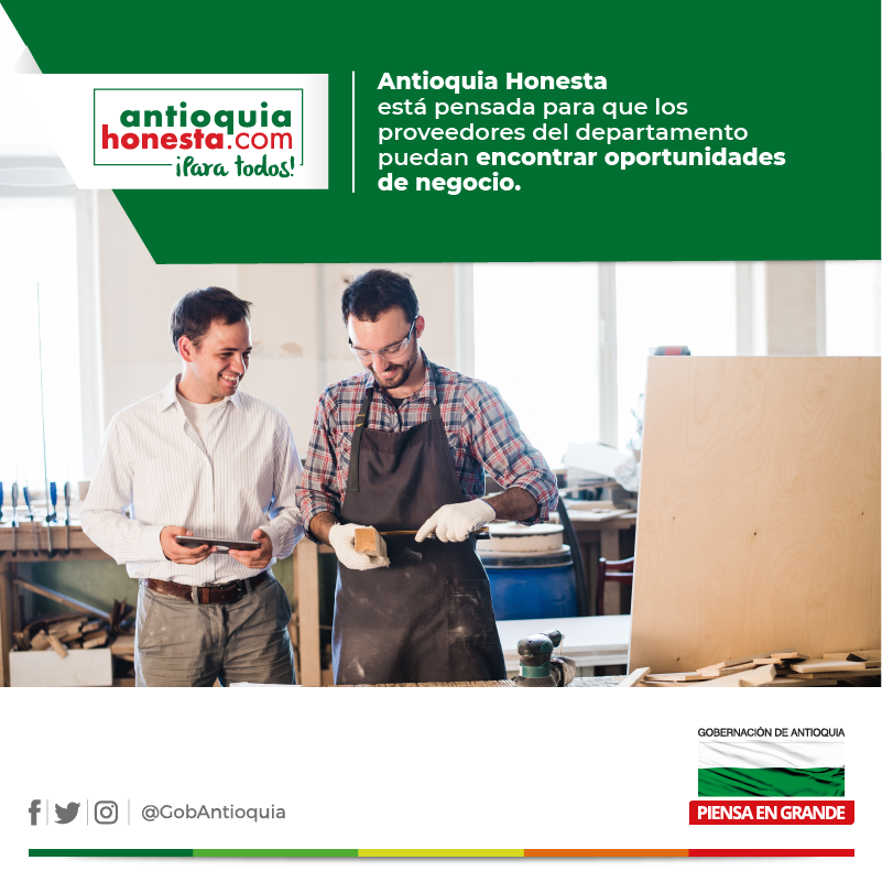 Ant_Honesta's tweet photo. En Antioquia Honesta las oportunidades de crecer tu negocio son para todos. Participa como proveedor en https://t.co/lWAcnkjbAf #AntioquiaHonesta https://t.co/XDkCXaElyg
