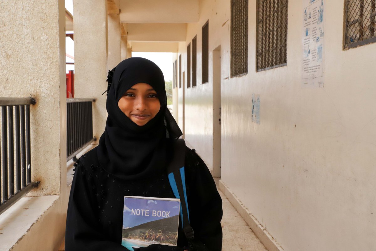 SaveChildrenYE's tweet photo. "Being back in school is the greatest feeling ever"

#DIDYOUKNOW, With the support of @eu_echo, we are bringing children like Dunia* back to school. TWO MILLION children are currently out of School in #Yemen #YemenCantWait https://t.co/lNFYz7Acie