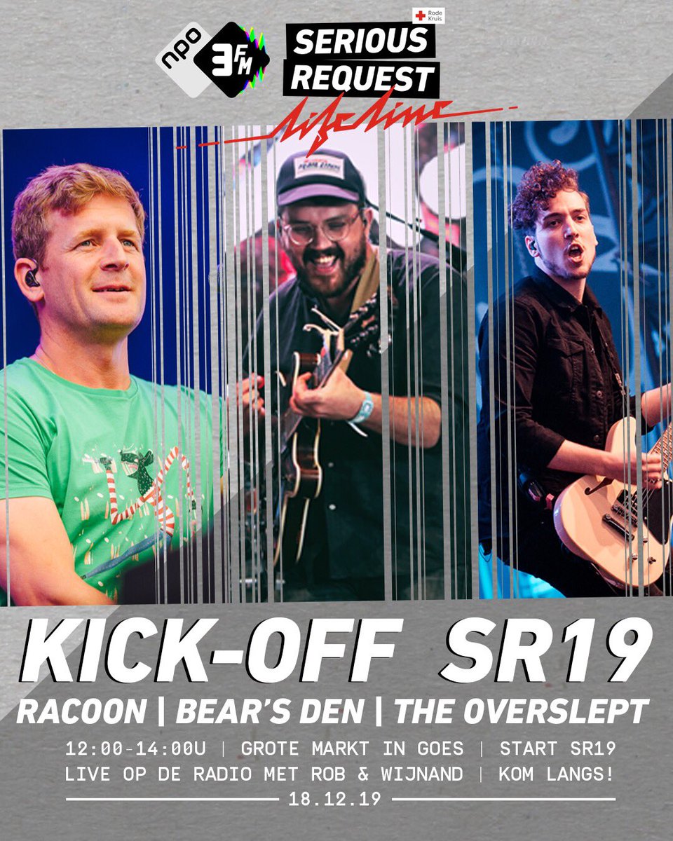 Op 18 december hebben we de eer om samen met <a href="/racoonband/">Racoon</a> &amp; <a href="/bearsdenmusic/">Bear's Den</a> de <a href="/3FM/">3FM | We Want More!</a> 𝙎𝙚𝙧𝙞𝙤𝙪𝙨 𝙍𝙚𝙦𝙪𝙚𝙨𝙩: 𝙏𝙝𝙚 𝙇𝙞𝙛𝙚𝙡𝙞𝙣𝙚 te openen in Goes! 🙏

npo3fm.nl/seriousrequest…
