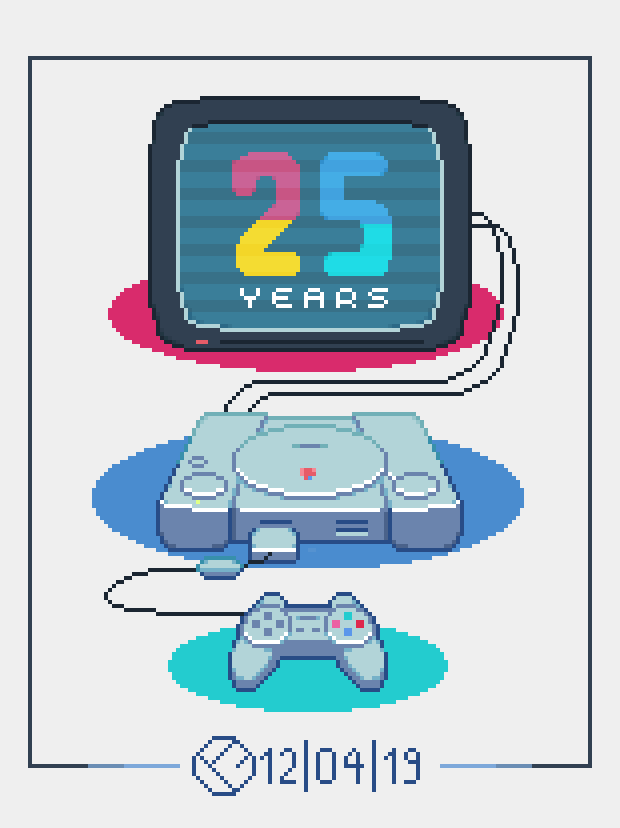 artofpip's tweet photo. Happy 25 Years, Playstation! Lot of happy memories with this console. What's your favorite PS1 game? #25yearsofplay #25YearsOfPlayStation #pixelart #pixelartist
#PS1 #PlayStation https://t.co/18IrkJgeaQ