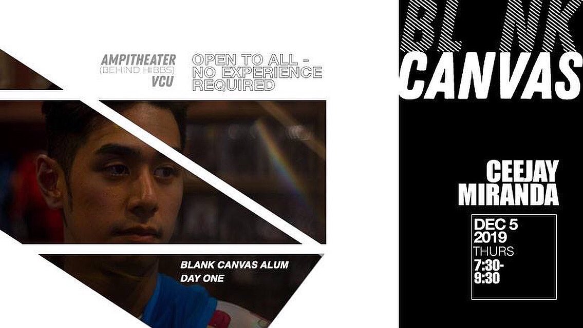 blankcanvasvcu's tweet photo. We have our very own BC alum, Ceejay Miranda teaching tomorrow! It’s our last workshop of the fall semester so you don’t wanna miss out! ✨ https://t.co/p4zUgWPnVn