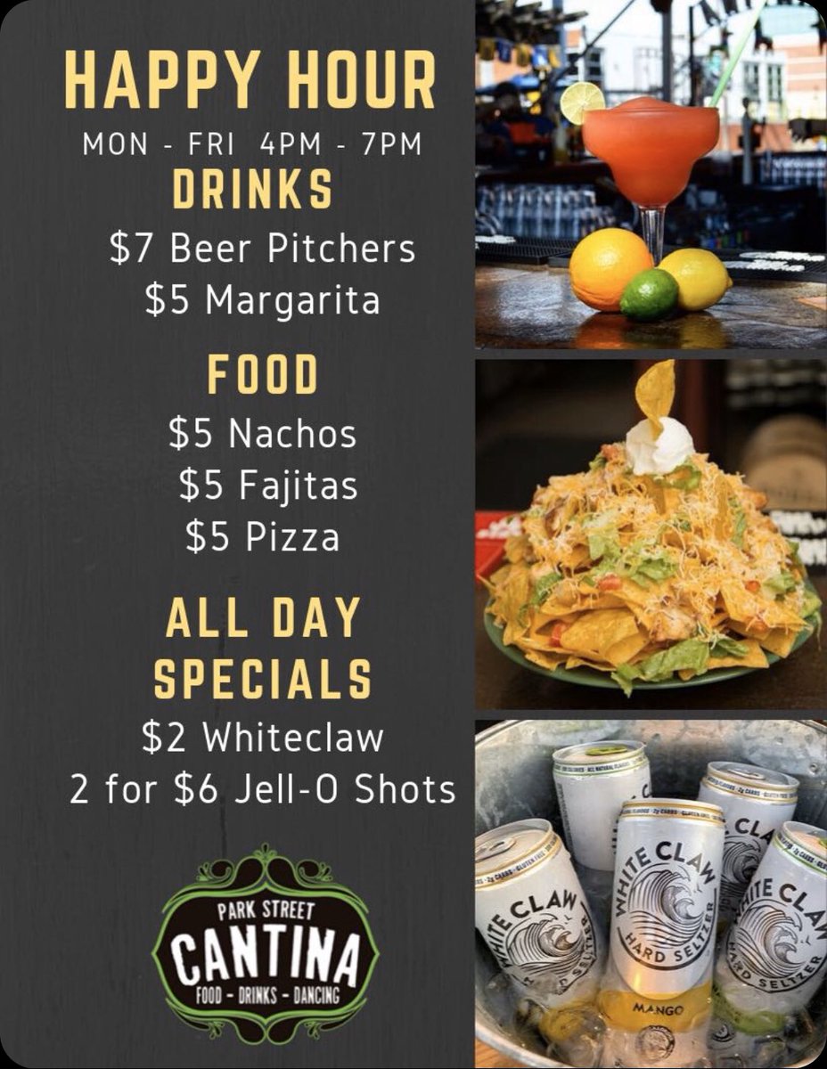 Today we’re going to have $2 Burgers all night! Also check out our Happy hour menu #Parkstcantina #happyhour #burgernight