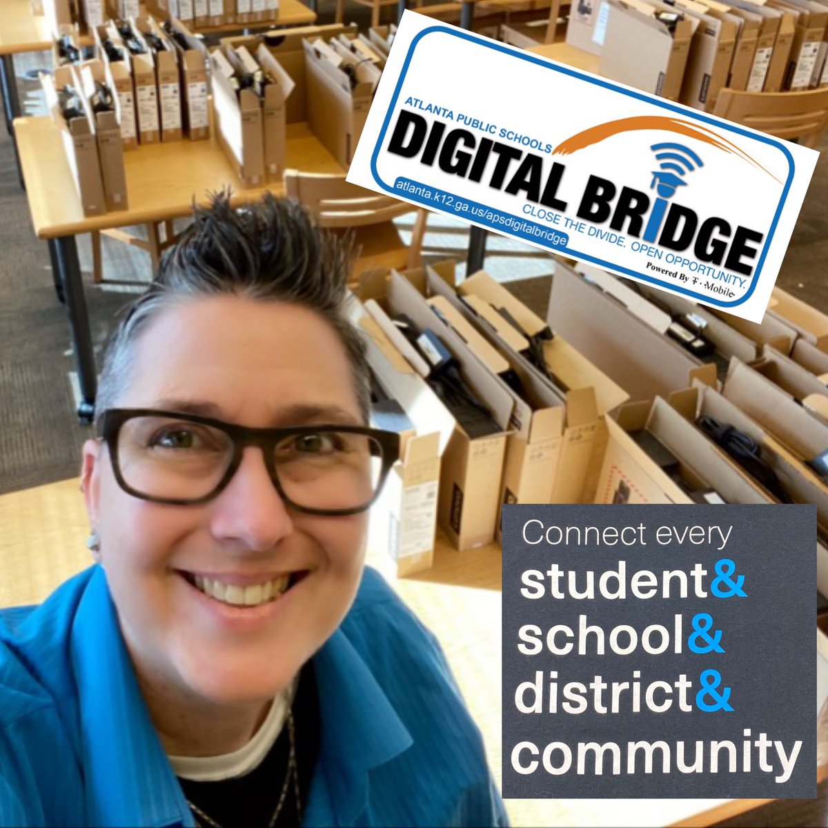 apsitjen's tweet photo. Spending my day distributing new @APSInstructTech #APSDigitalBridge devices to @Bunche_Chargers 6th grade students. #edtech #educatorlife #APSITInspires #TechTips411 @apsupdate T- Shirt # 93 https://t.co/C1nf3HLOOH