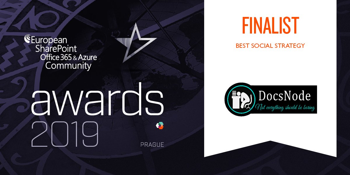 docsnode's tweet image. We are super exited. Tonight is the #ESPC19 party🤩. Good luck to all the other finalists in all categories, and especially good luck to all in the social strategy awards category @lms365 @workaicom, @ENCAMINA