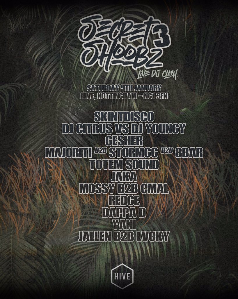We kick off 2020 with Secret Shoobz 3 which see’s <a href="/Youngy140/">Youngy</a> stepping up against <a href="/DJCitrusMusic/">DJ Citrus</a> for our first ever DJ clash. Head over to the event page to RSVP and don’t forget it’s free entry so there’s no excuse not to come! 🚀

Event Page ⬇️
facebook.com/events/2321745…
