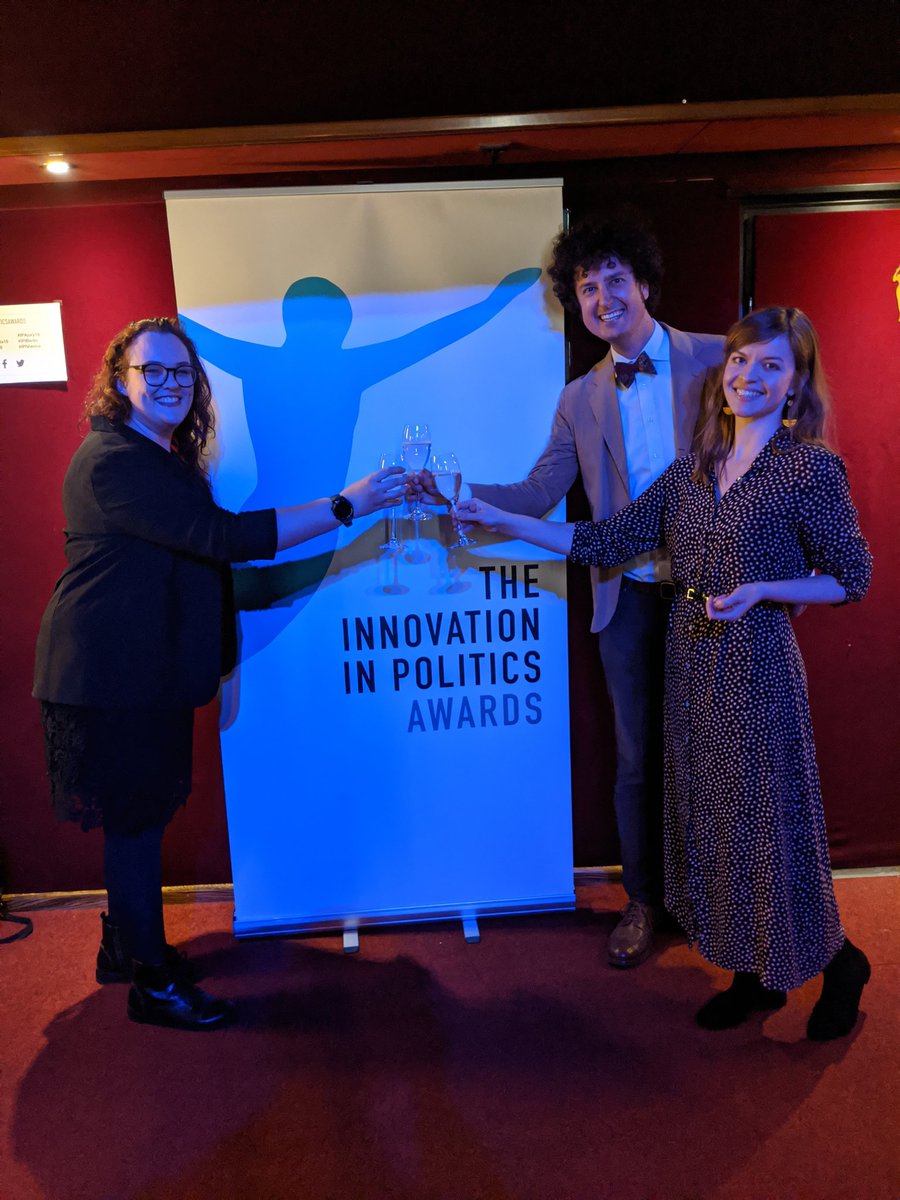 nicolaforster's tweet photo. With @LMenzel1 and @SylviaWittmer from @polis180 celebrating the nomination of our @open_ttn for the European "Innovation in Politics Awards 2019" in the Democracy category! @politicsawards @foraus @AgoraThinkTank @ArgoThinkTank @PontoThinkTank #IPAgala19 #PCC19 #IPIBerlin https://t.co/bkW1A9LhTZ