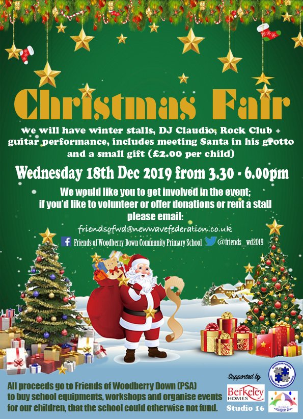 Friends_wd2019's tweet photo. Tickets to the Christmas Fair are £2 per child, can be purchased outside school from Thursday 5th. First come first served to see Santa in his Grotto 🎅 https://t.co/d3HZ1npvzn