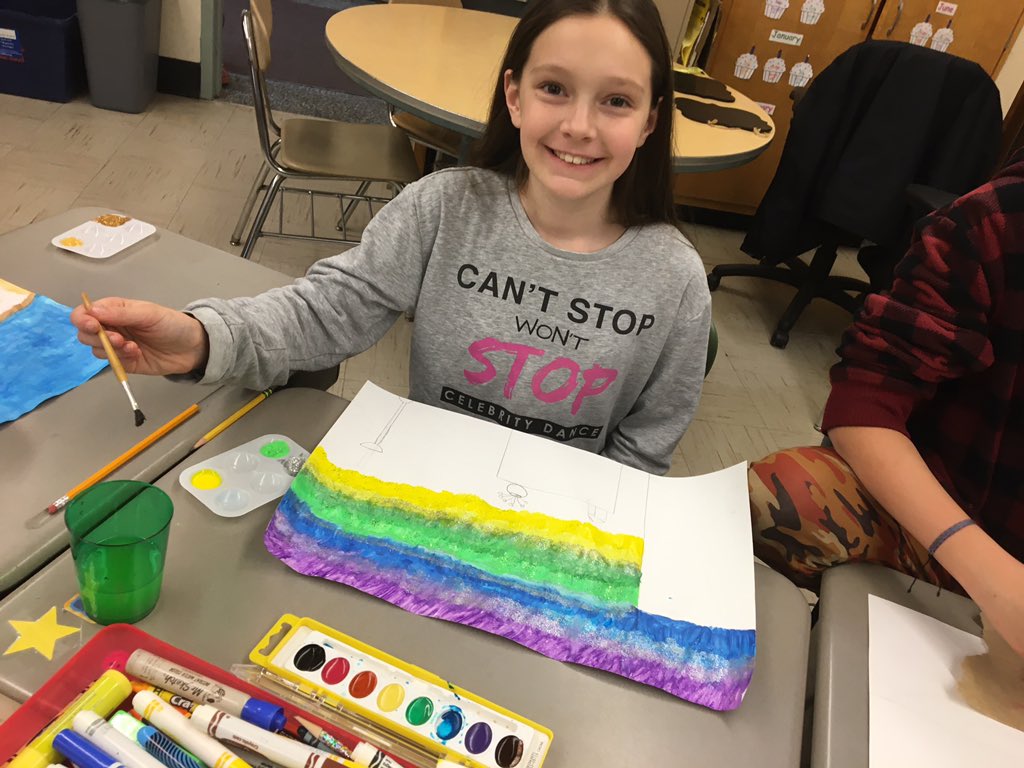 MrsAllensClass5's tweet photo. Illustrators hard at working bringing to life a classmate’s poem! Can’t wait for you to see how you’ve inspired us @_becca_donnelly @MisaSaburi! #GoMinoa https://t.co/NGMtvSSGQe