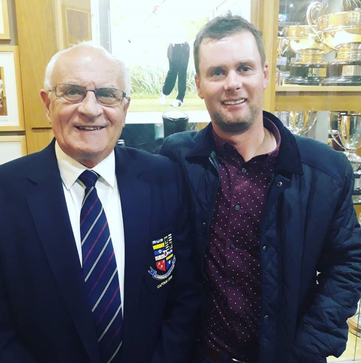 Clandeboye Captain welcomes home <a href="/jonnyc1984/">Jonathan caldwell</a> to a clubhouse reception to mark his great achievement in securing a @EuropeanTour card. #teamclandeboye