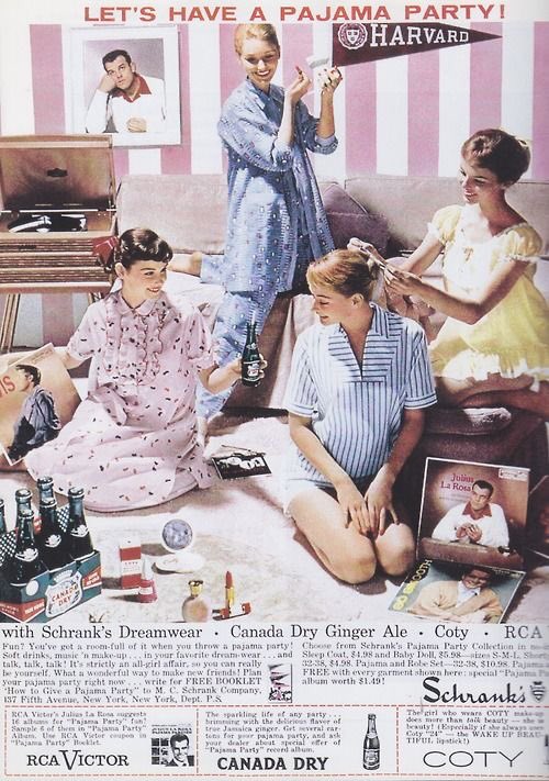 Vintage images of what happens at a girly sleep over. A short thread.1. What the movies think happens