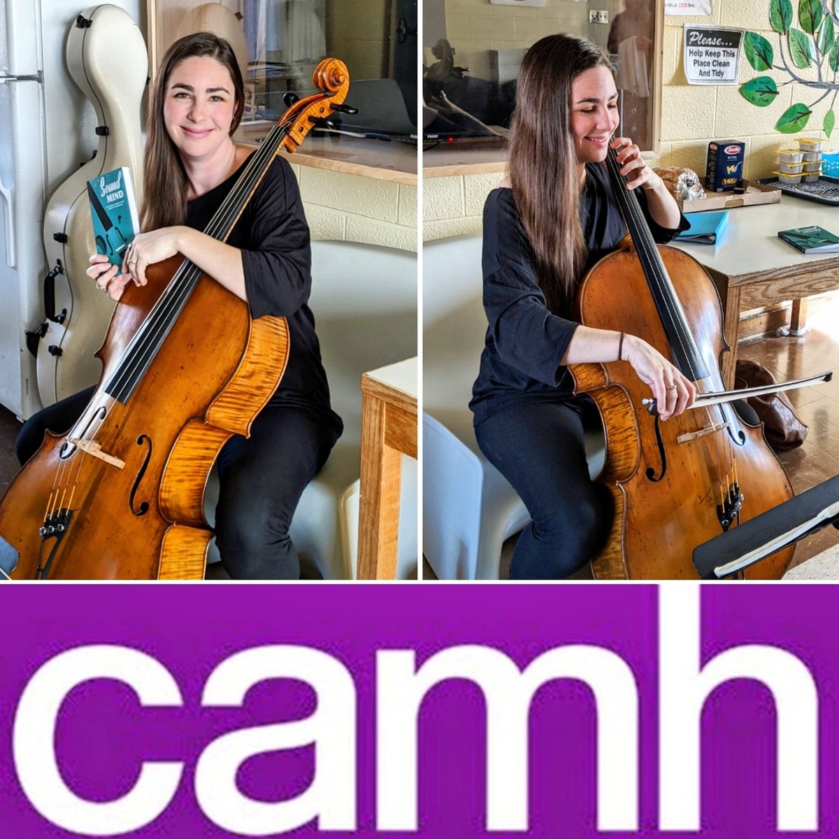 celloerika's tweet photo. A privilege to share #SoundMind✨📘✨ with residents at @camh for a "Lunch and Learn" event. Can't wait to visit again soon! 💙 @k2literary @triggerpub #newbook #memoir #mentalhealth #mentalwellness #selfcare #bipolar #cellist #author #soundmindbook #cellistartistwriter https://t.co/elM8f2s1w6