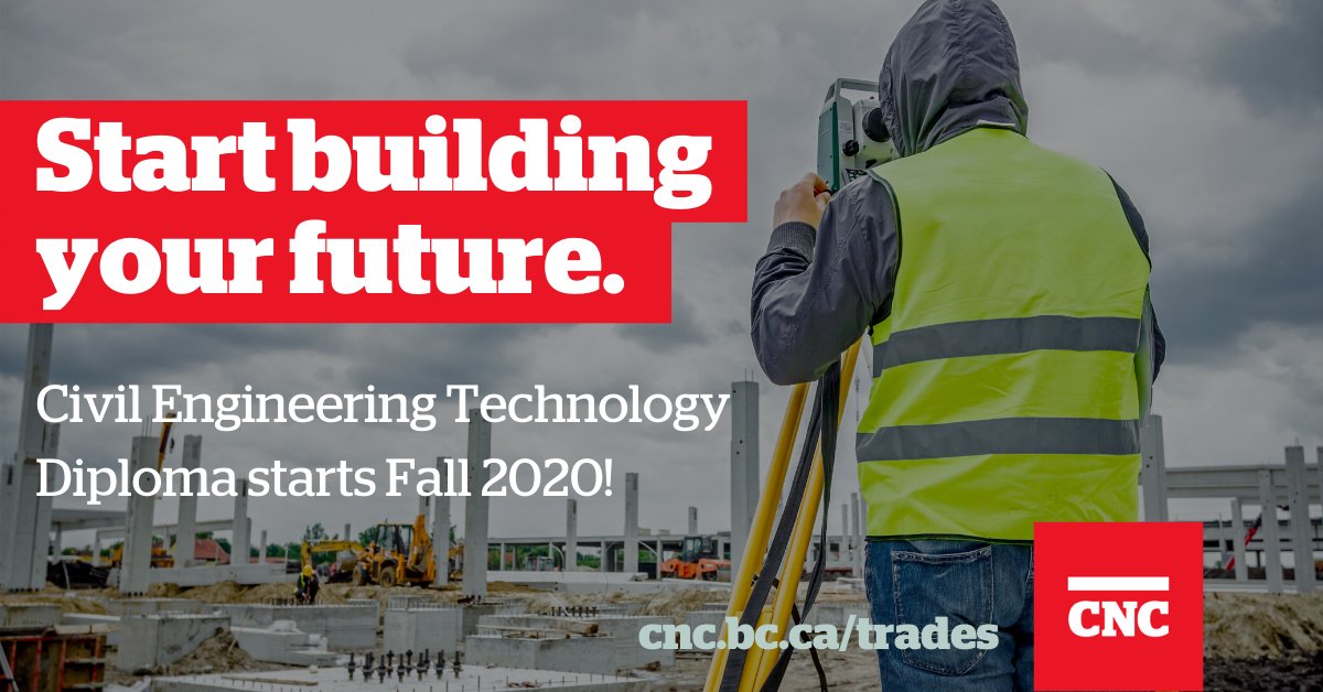 New Program starting Fall 2020!  Learn more at cnc.bc.ca/civil-engineer…

#newprogram #mycnc #cnctrades&amp;technologies #civilengineering #civilengineeringtechnologists #technologistsunite #buildyourfuturewithcnc