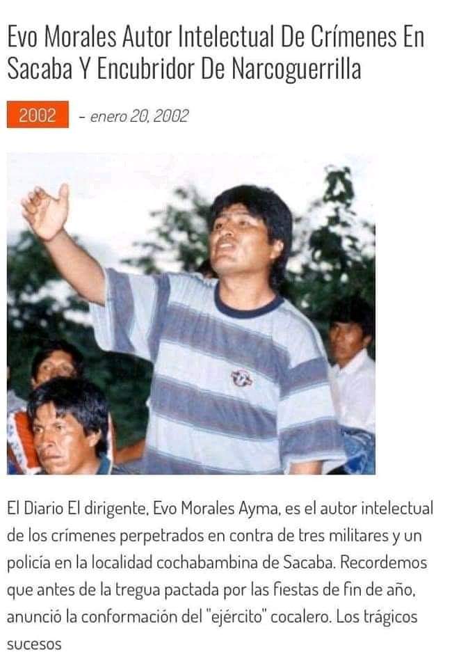 Gabyonline's tweet photo. Noticia de cuando #evoTERRORISTA era dirigente cocalero. Hacía exactamente lo mismo que está haciendo desde #Mexico 
@cnn
@CNNEE 
@cnni 
@soyfdelrincon 
@kguerrerocnn https://t.co/QJOBJ1q1tt