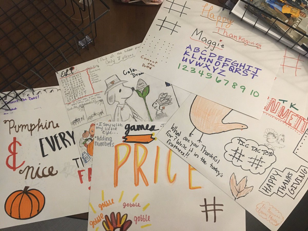 TigersHms's tweet photo. Thanksgiving placemats for our mentees! https://t.co/mHMcF1PA1O